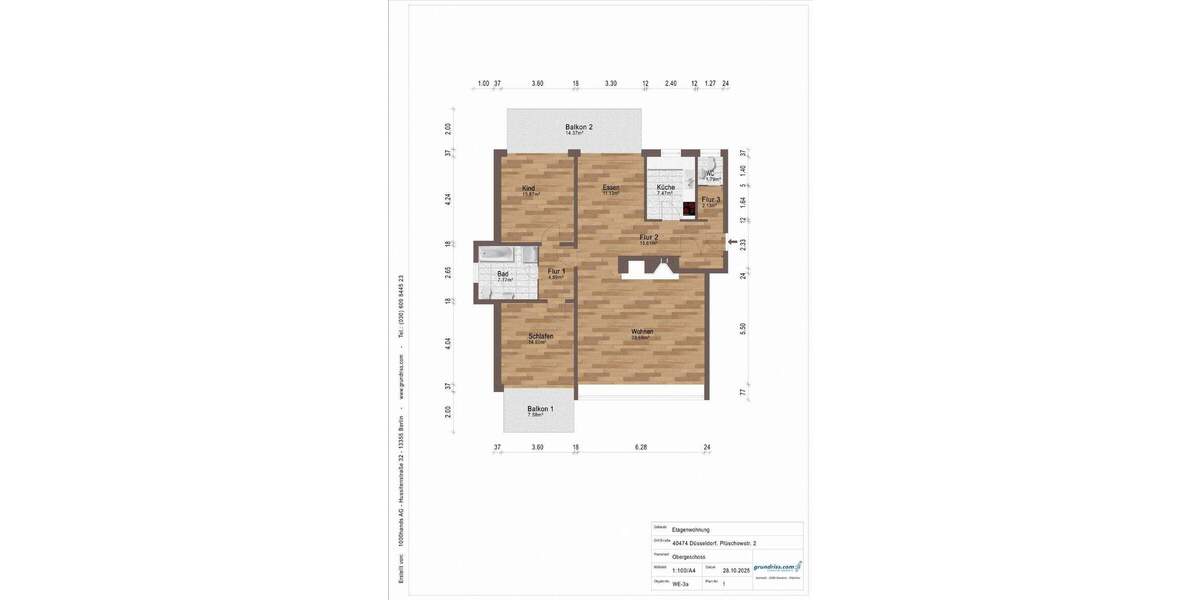 Etagenwohnung Düsseldorf Stockum - 4 Zimmer, 118 m&sup2;, 499.000&euro; | Angebot:25863976