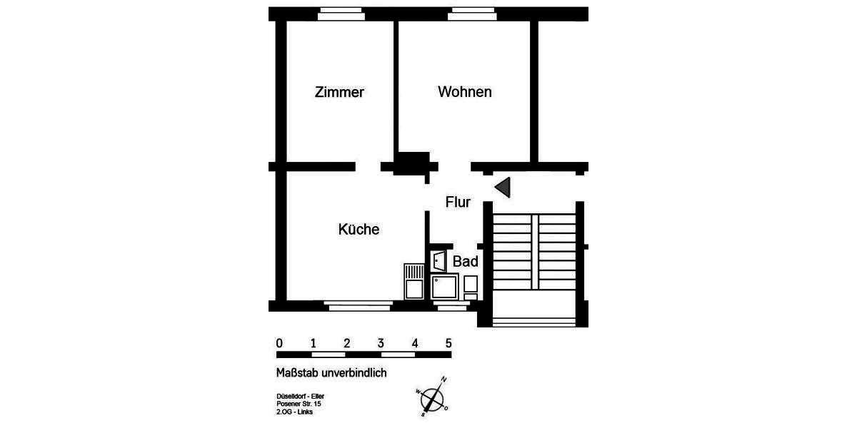 Etagenwohnung Düsseldorf Stadtbezirk 8 - 2 Zimmer, 55 m&sup2;, 628&euro; | Angebot:26244608
