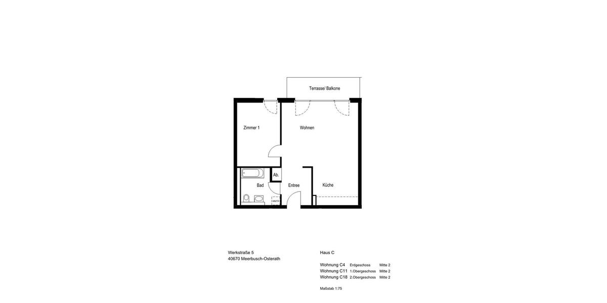 Erdgeschoßwohnung Meerbusch - 2 Zimmer, 69 m&sup2;, 982&euro; | Angebot:26424043