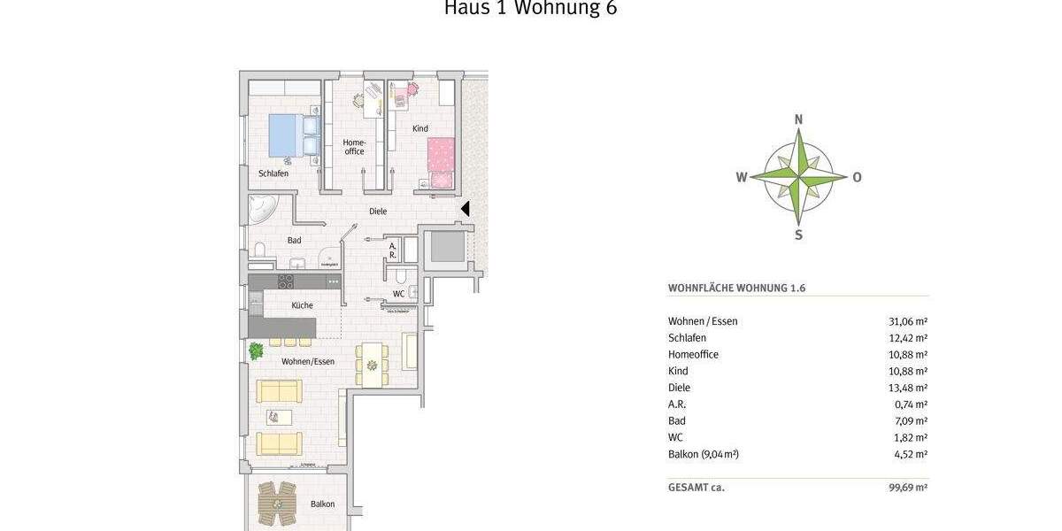 Hochwertige 4-Zimmer-Wohnung in zentraler, ruhiger Lage 4 zimmer