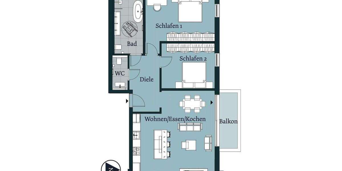 DHi | Neues Bauprojekt von Bentati in Düsseldorf Lohausen. Eigentumswohnung OG mit Balkon. 3 zimmer
