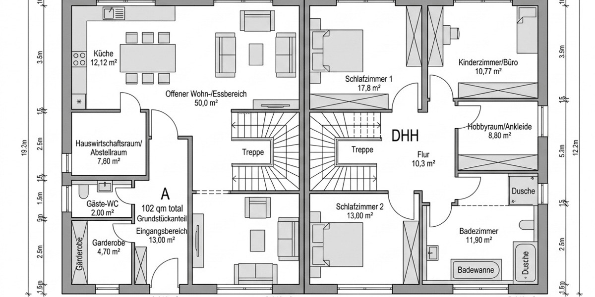 Doppelhaushälfte Essen Kupferdreh - 4 Zimmer, 102 m&sup2;, 635.700&euro; | Angebot:26542235