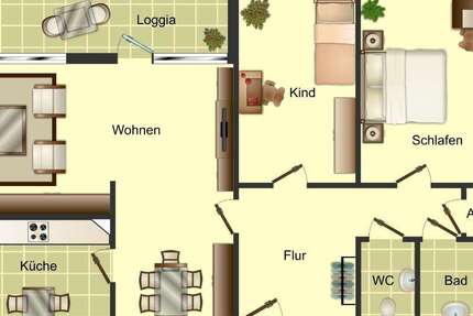 Wohnung Düsseldorf Garath - 3 Zimmer, 85 m&sup2;, 849&euro; | Angebot:26458077