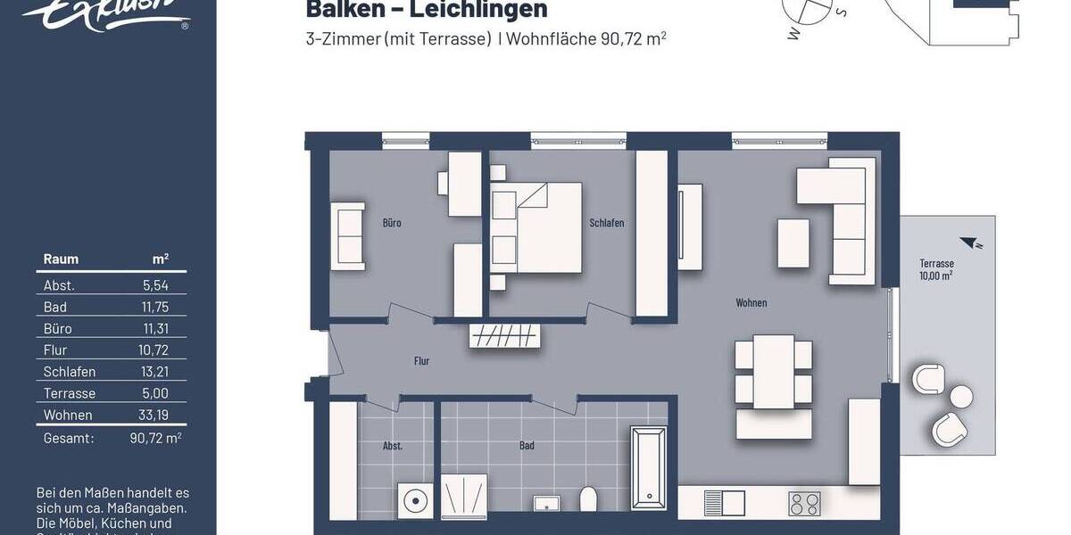 Etagenwohnung Leichlingen - 3 Zimmer, 90 m&sup2;, 389.000&euro; | Angebot:25745242
