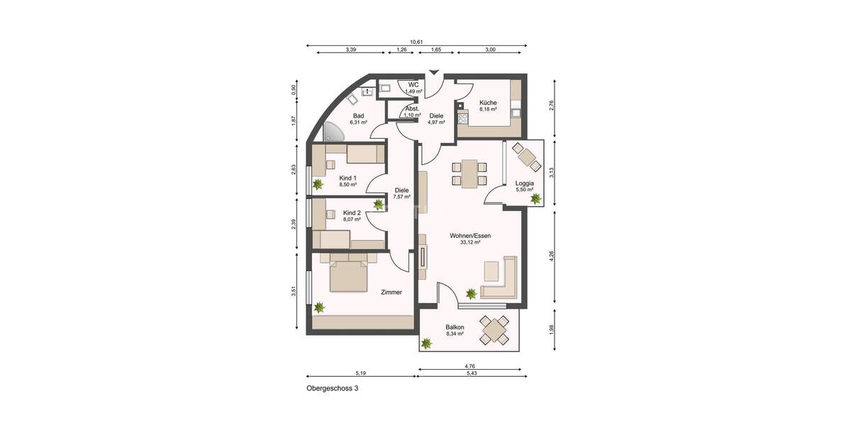 Etagenwohnung Mülheim Broich - 4 Zimmer, 103 m&sup2;, 254.700&euro; | Angebot:25850322