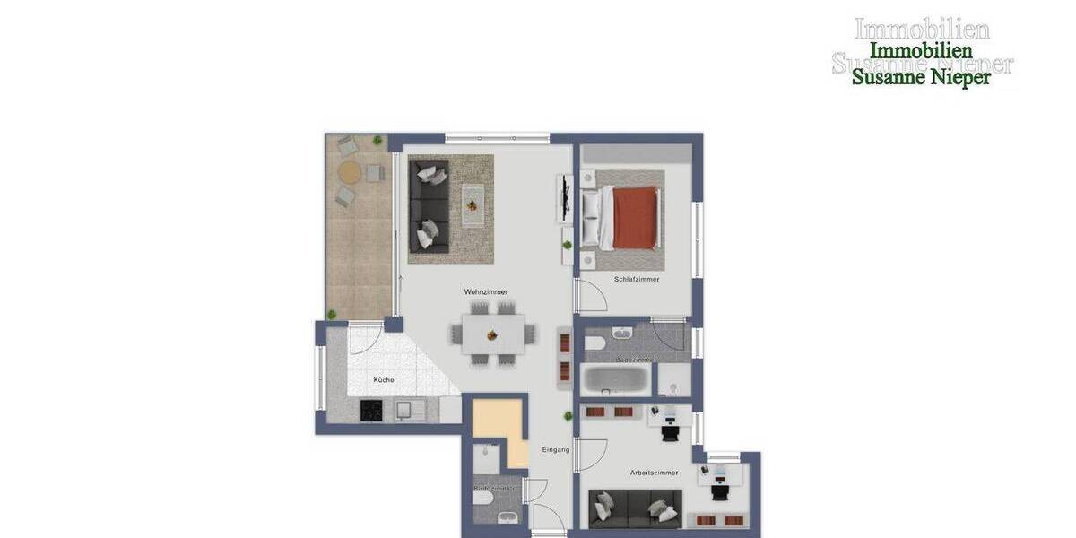 Etagenwohnung Solingen Ohligs-Aufderhöhe - 3 Zimmer, 94 m&sup2;, 1.222&euro; | Angebot:26543227