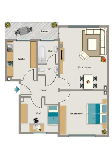 Etagenwohnung Neukirchen-Vluyn Vluyn - 3.5 Zimmer, 58 m&sup2;, 405&euro; | Angebot:25665134