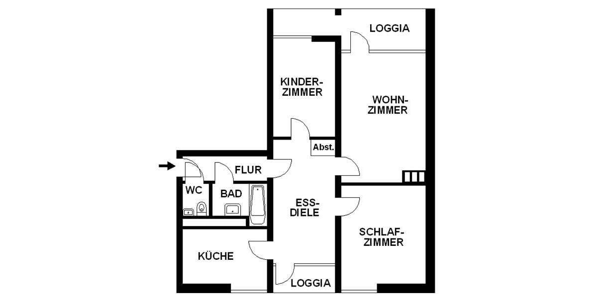 Etagenwohnung Erkrath Hochdahl - 3 Zimmer, 75 m&sup2;, 544&euro; | Angebot:25829898