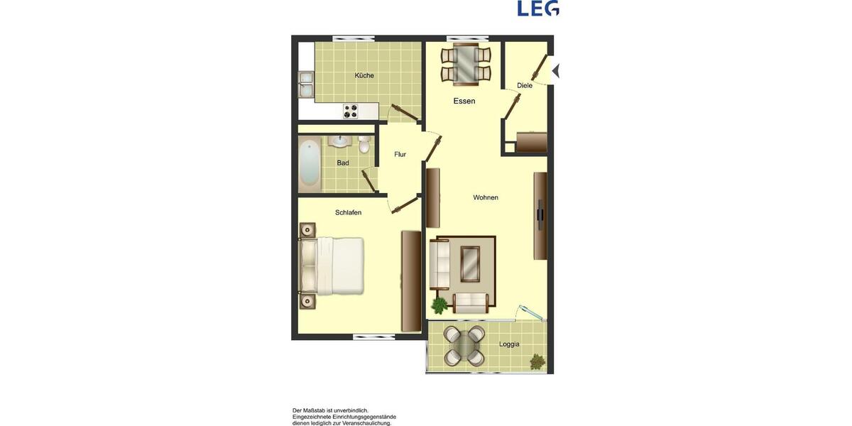 Erdgeschoßwohnung Monheim am Rhein - 2 Zimmer, 59 m&sup2;, 690&euro; | Angebot:25423582