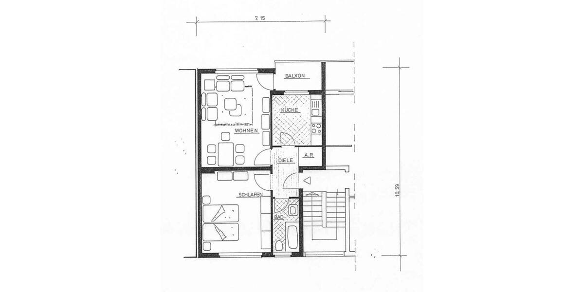 Etagenwohnung Düsseldorf Garath - 2 Zimmer, 55 m&sup2;, 159.000&euro; | Angebot:26016162
