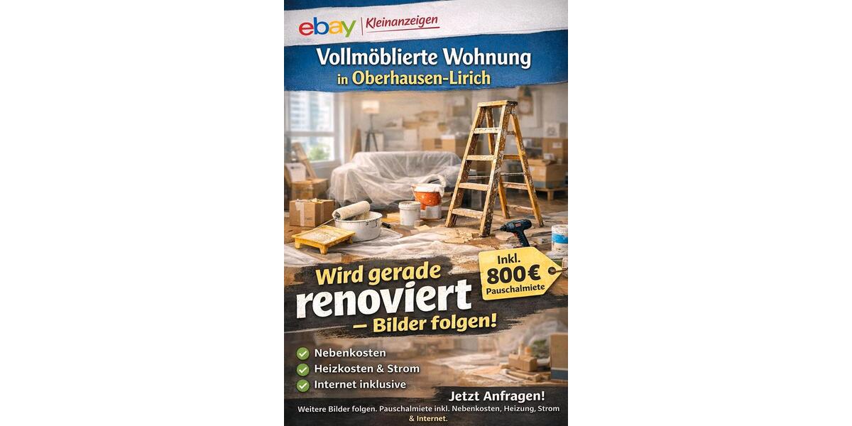 Möblierte 2-Zimmer-Wohnung in 46049 Oberhausen ab Februar 2026 2 zimmer