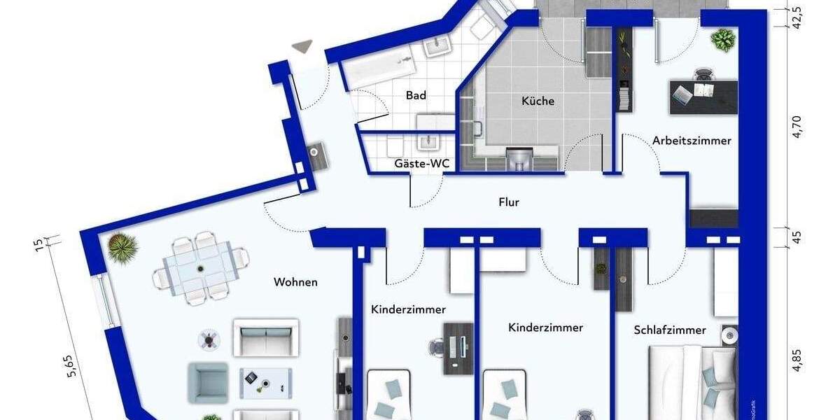 Helle Eigentumswohnung mit 5 Zimmern und Altbau-Charme 5 zimmer