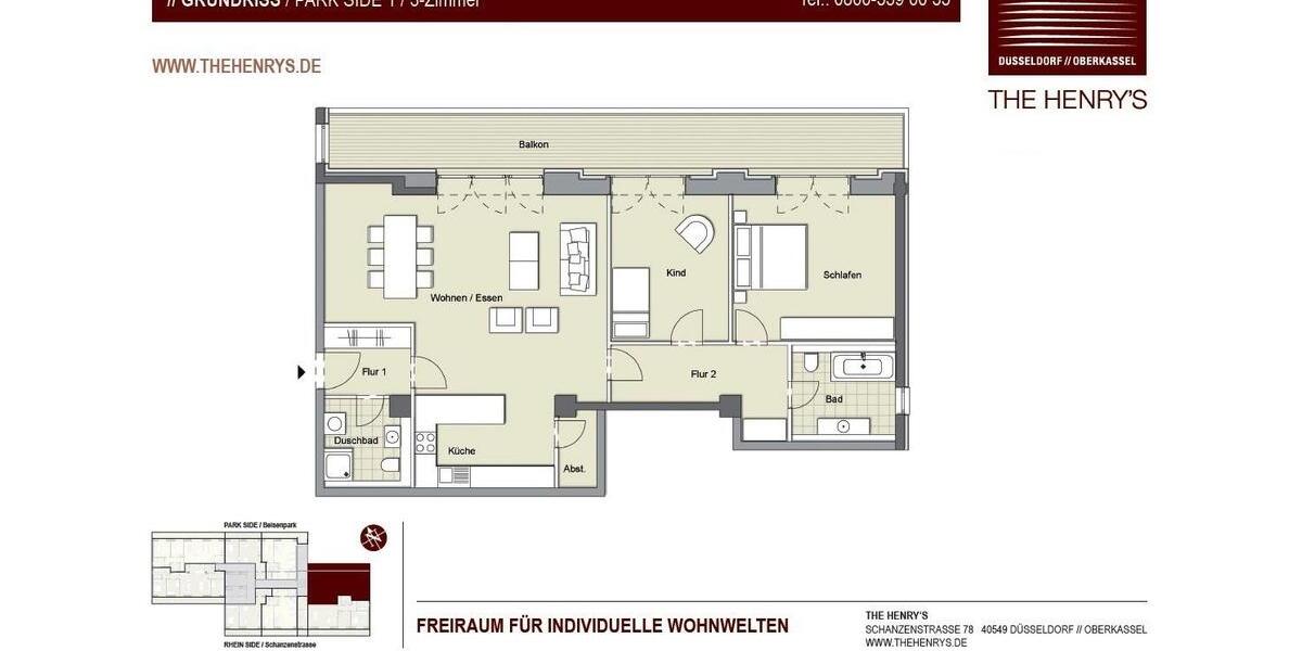 Etagenwohnung Düsseldorf Heerdt - 3 Zimmer, 125 m&sup2;, 2.071&euro; | Angebot:25265400