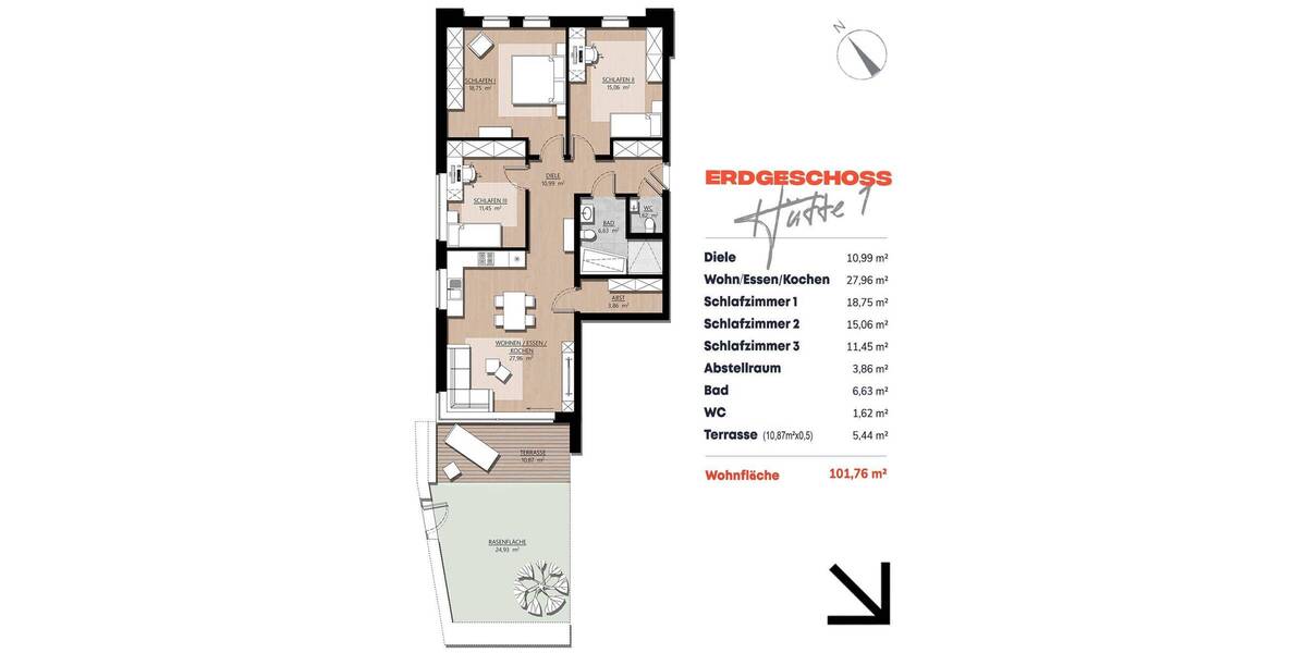 Etagenwohnung Mönchengladbach / Bettrath Bettrath - 4 Zimmer, 102 m&sup2;, 599.000&euro; | Angebot:26306117
