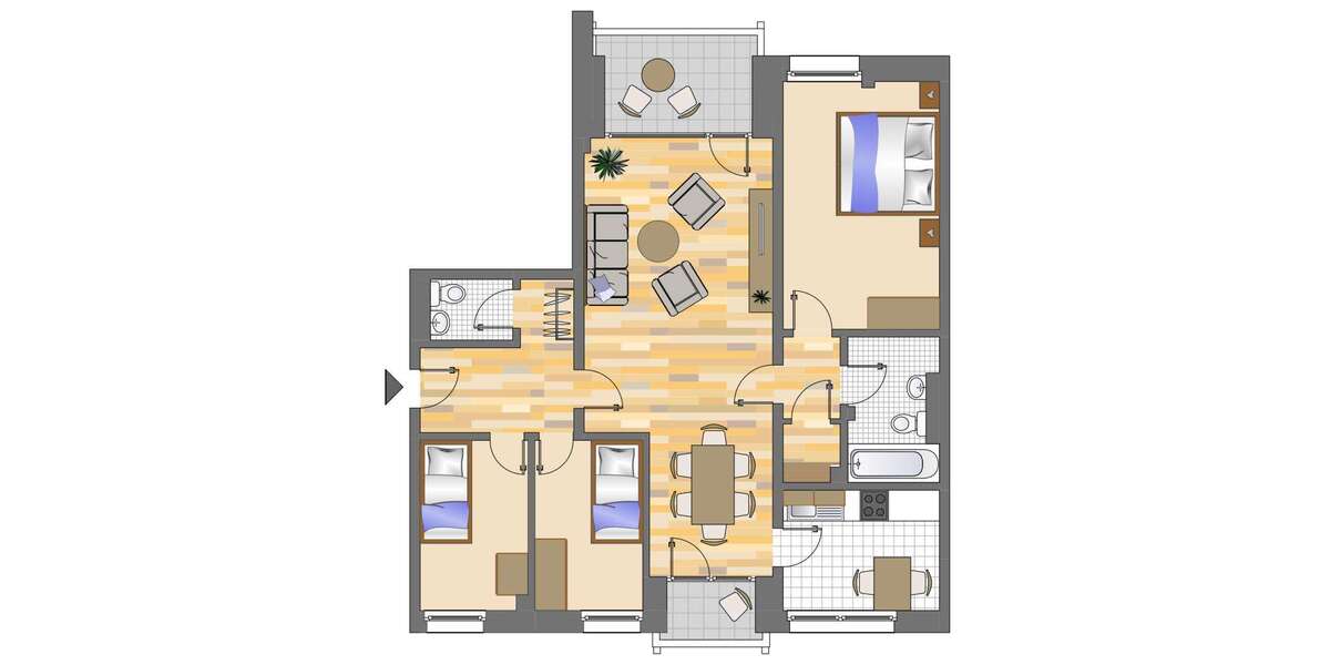 Etagenwohnung Düsseldorf Hassels - 4 Zimmer, 83 m&sup2;, 1.049&euro; | Angebot:27169106