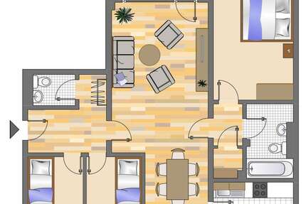 Wohnung Düsseldorf Hassels - 4 Zimmer, 83 m&sup2;, 1.049&euro; | Angebot:27169106