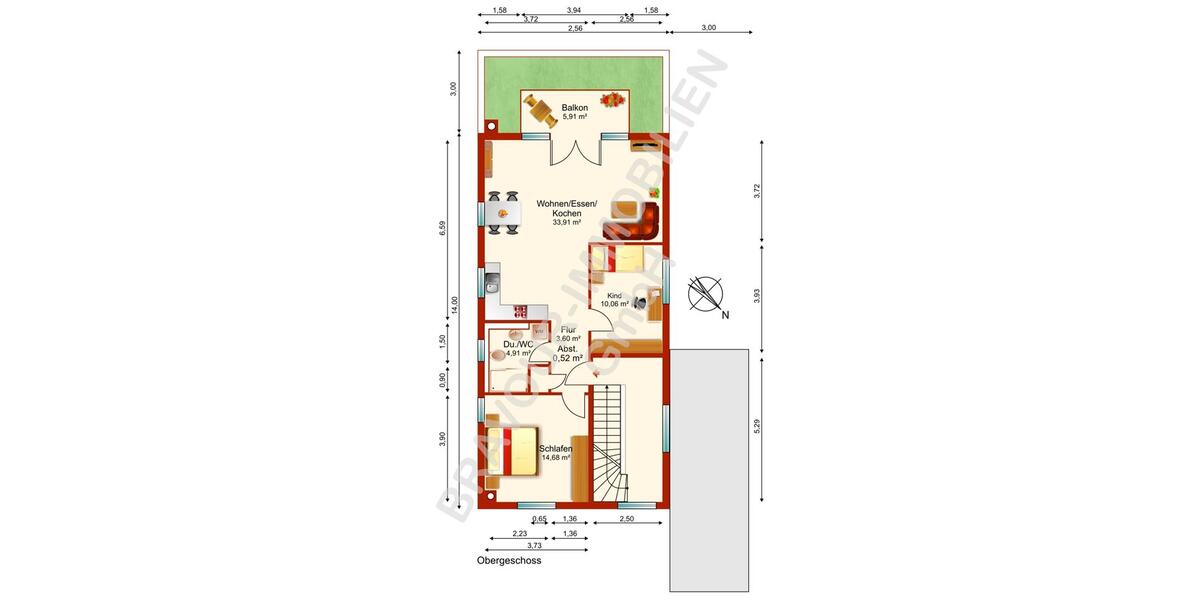 Dachgeschoßwohnung Pulheim - 3 Zimmer, 72 m&sup2;, 995&euro; | Angebot:26297038