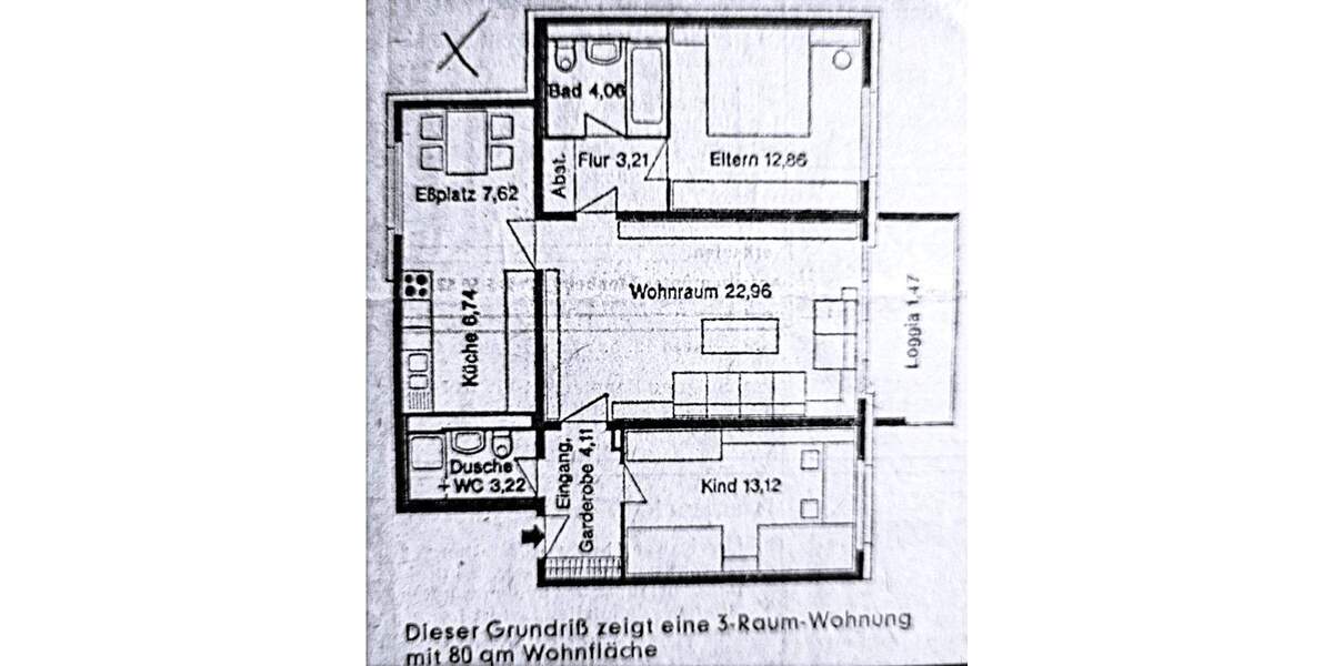 Etagenwohnung Leverkusen Steinbüchel - 3 Zimmer, 79 m&sup2;, 197.000&euro; | Angebot:25692845