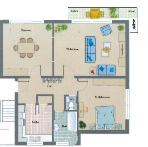 Etagenwohnung Wuppertal Cronenberg - 3 Zimmer, 92 m&sup2;, 736&euro; | Angebot:26305935