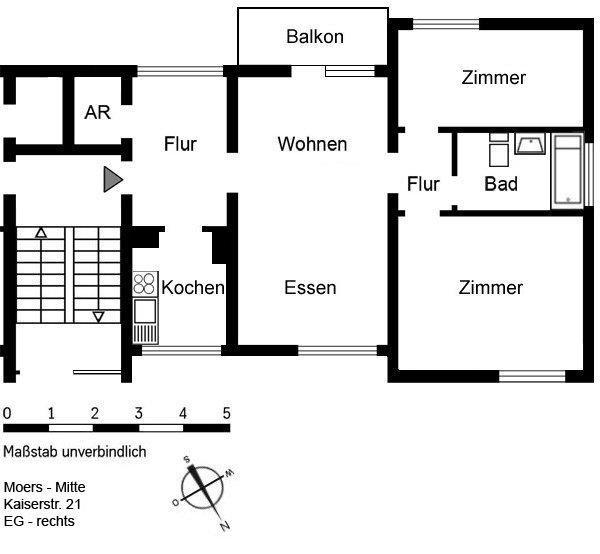 Erdgeschoßwohnung Moers - 3.5 Zimmer, 66 m&sup2;, 619&euro; | Angebot:26168131