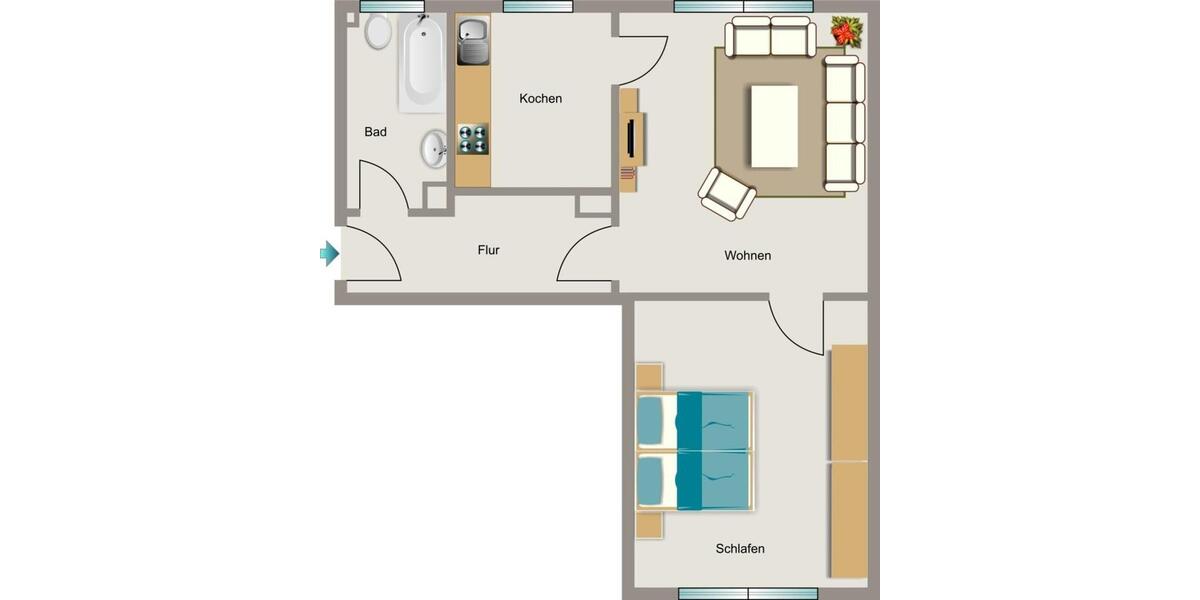 Etagenwohnung Oberhausen Alstaden - 2.5 Zimmer, 46 m&sup2;, 390&euro; | Angebot:26389105