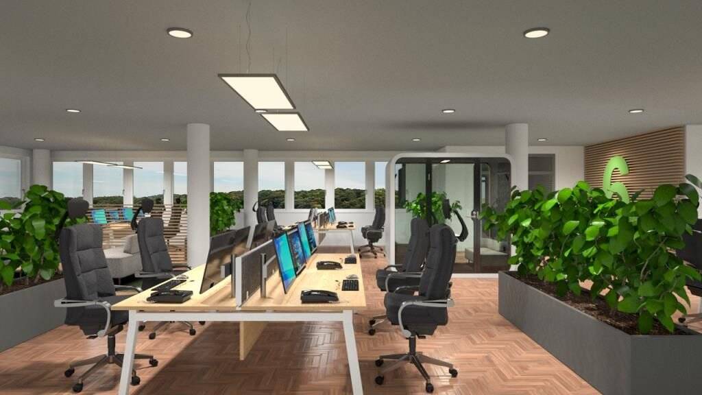 Bürofläche mit Blick über die Region zimmer