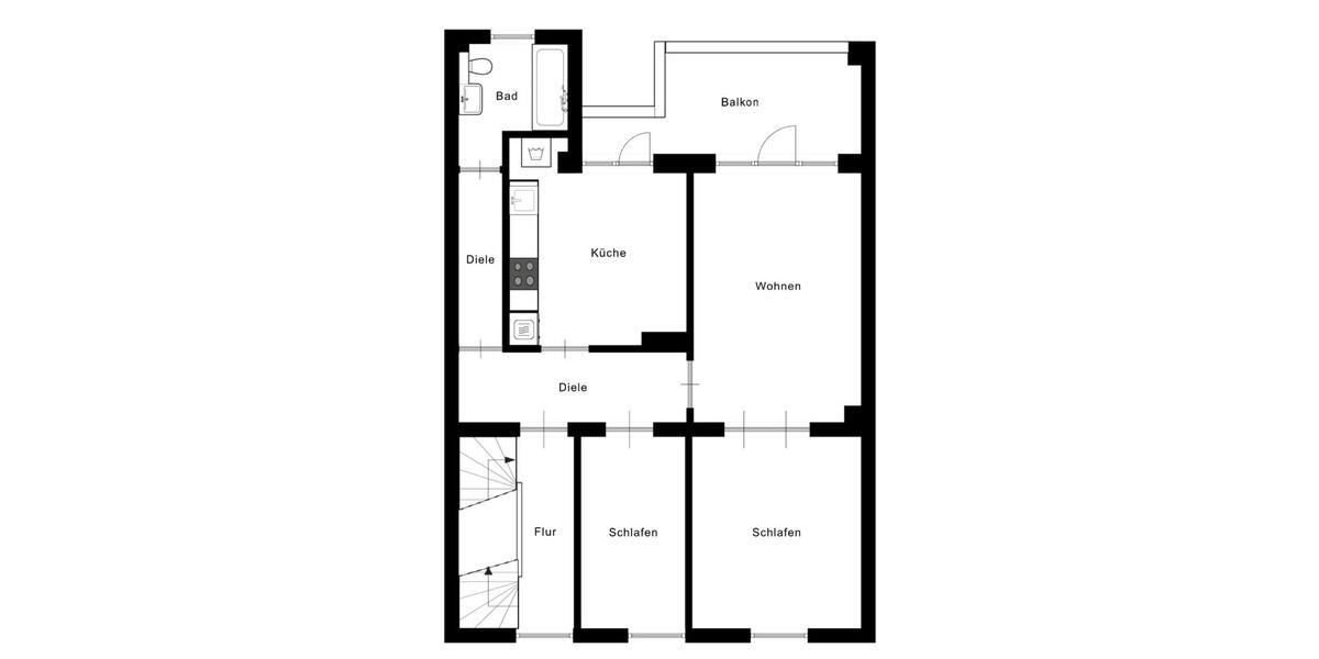 Renovierte 3 Zimmer Wohnung mit Balkon zum Hintergarten 3 zimmer