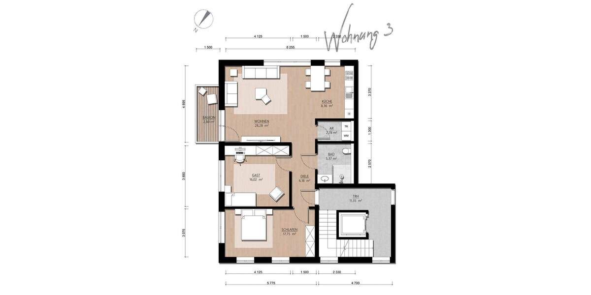 Etagenwohnung Velbert Nierenhof - 3 Zimmer, 87 m&sup2;, 329.000&euro; | Angebot:25262324