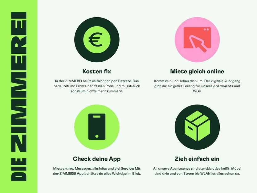 DIE ZimmerEI | Möblierte 1-Zimmer-Wohnung in Köln Deutz für Studierende + Auszubildende | Large Bude