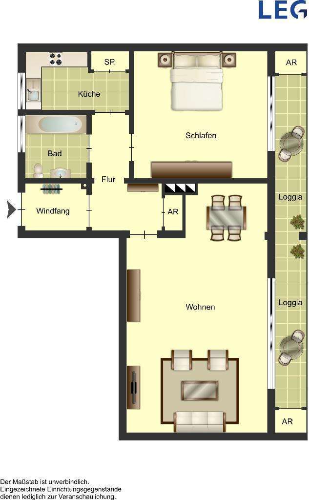 Wohnung zum Mieten in Düsseldorf 573 € 50.1 m²