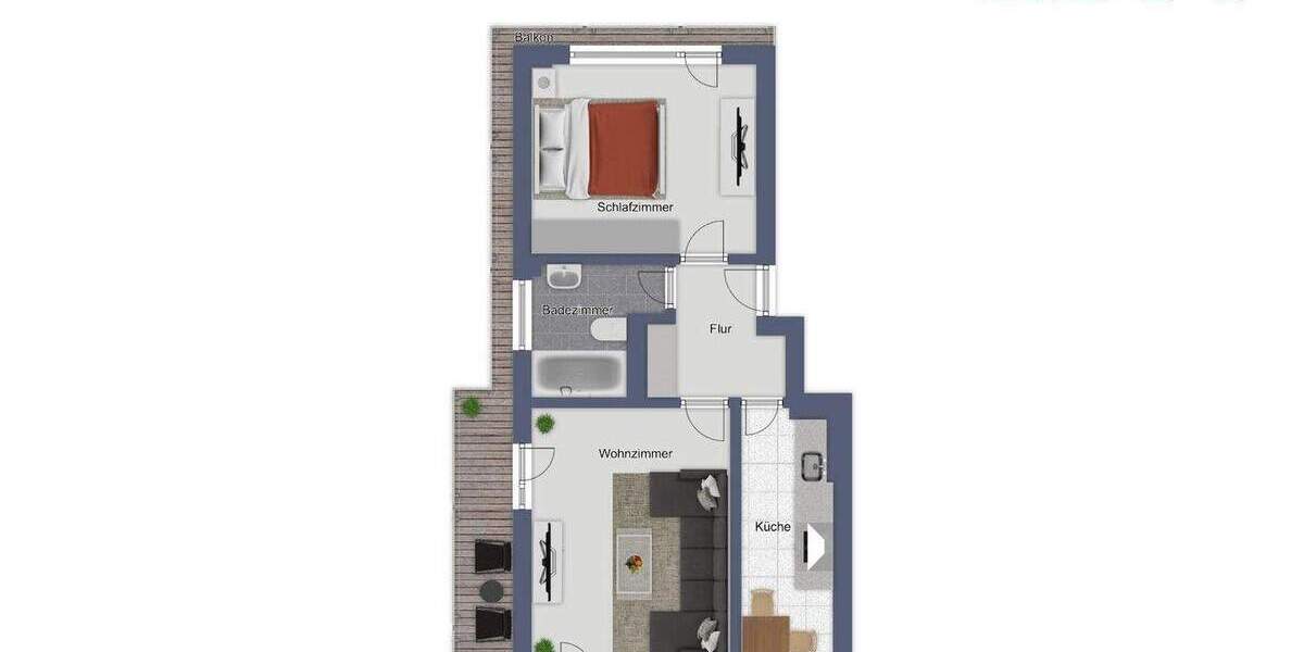 Gemütliche Wohnung mit Balkon in Wuppertal zu vermieten 2 zimmer