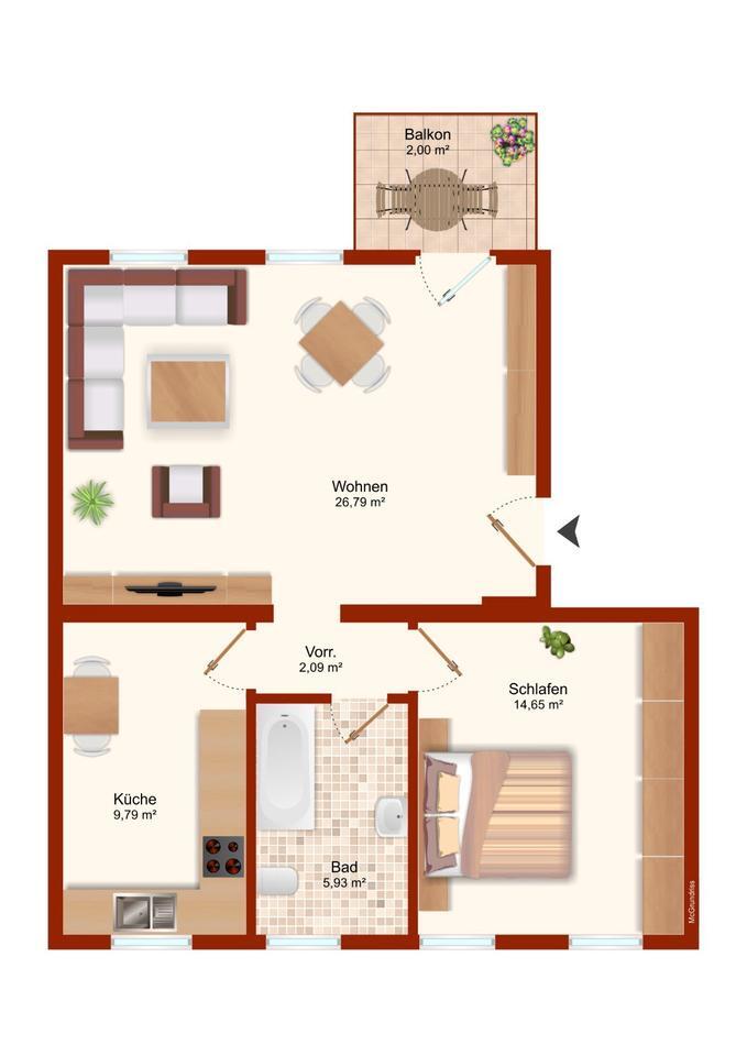 Schöne renovierte Wohnung mit Kleinem Balkon