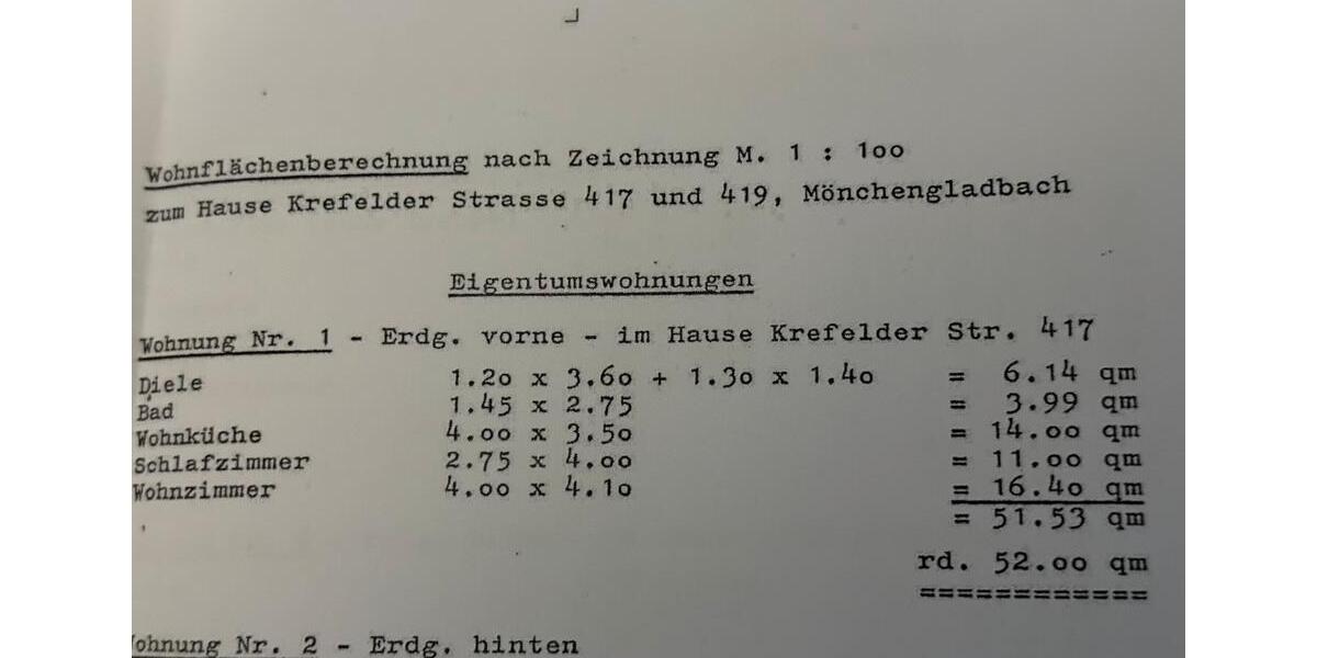 Erdgeschoßwohnung Mönchengladbach Ost - 2 Zimmer, 52 m&sup2;, 98.000&euro; | Angebot:25310986