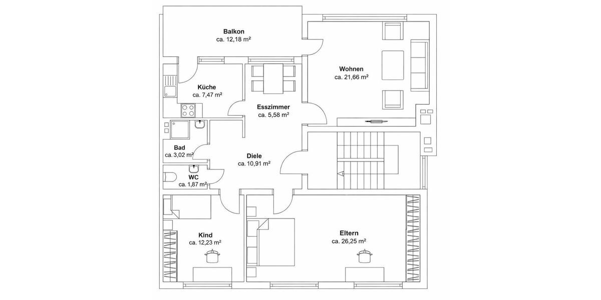 Etagenwohnung Wuppertal Arrenberg - 3.5 Zimmer, 100 m&sup2;, 239.000&euro; | Angebot:25569090