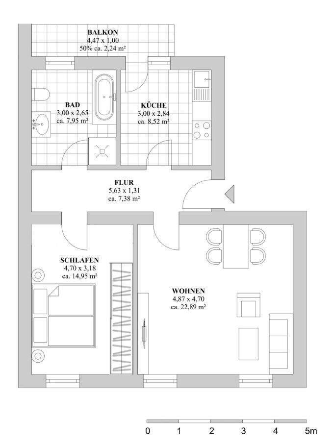 Altbau-Charme trifft urbanen Lifestyle - hochwertige 2-Zimmer-Wohnung mit Balkon in Flingern 2 zimmer