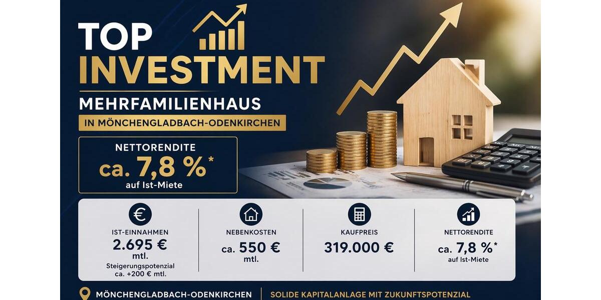 Mehrfamilienhaus, Wohnhaus Mönchengladbach - 7 Zimmer, 200 m&sup2;, 319.000&euro; | Angebot:26396597
