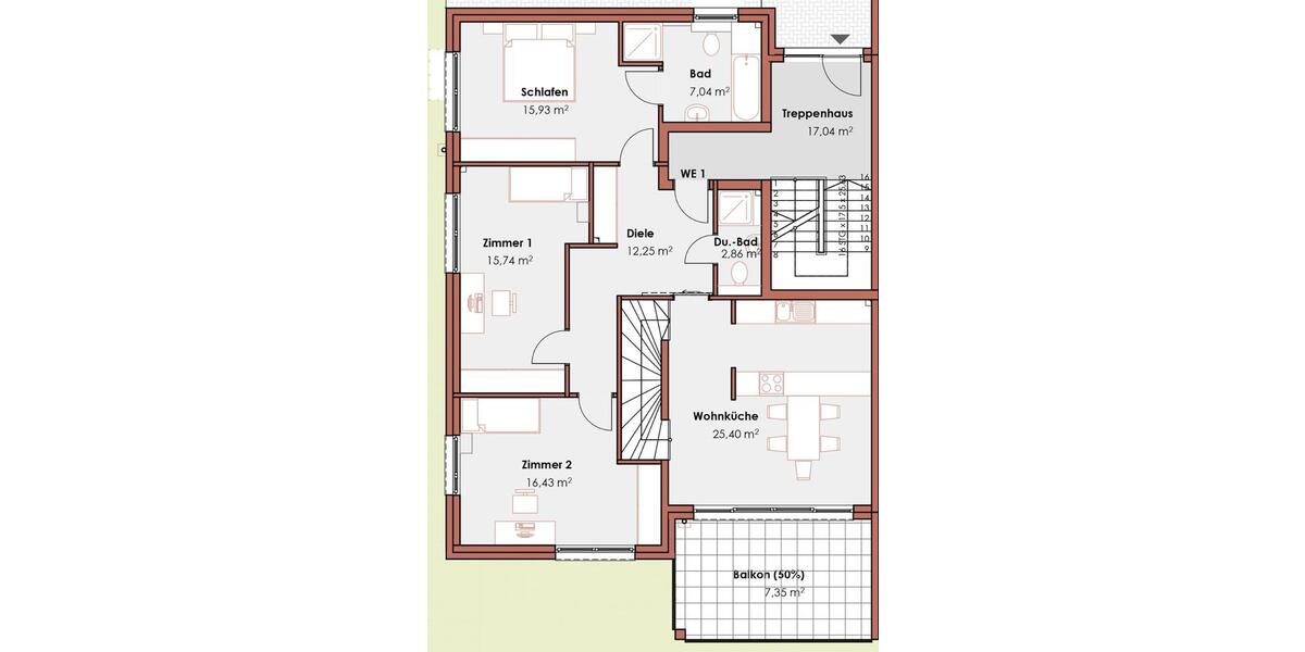 Etagenwohnung Burscheid - 4 Zimmer, 121 m&sup2;, 1.787&euro; | Angebot:26226650