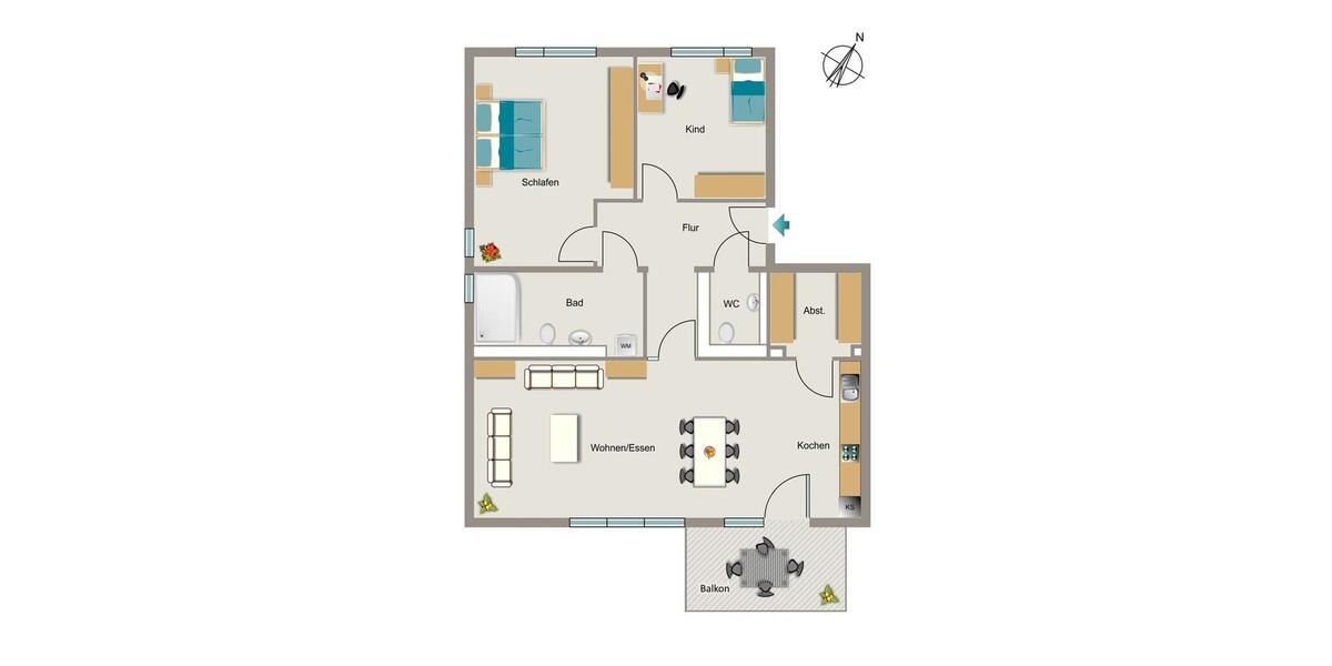 Etagenwohnung Krefeld Cracau - 3 Zimmer, 93 m&sup2;, 1.303&euro; | Angebot:25423602