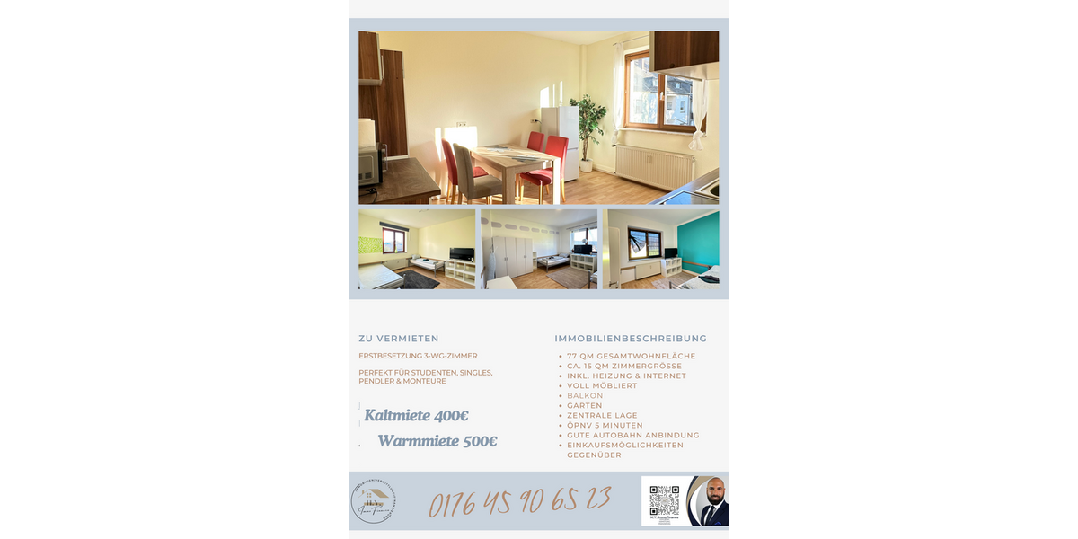 Etagenwohnung Duisburg Mittelmeiderich - 3 Zimmer, 77 m&sup2;, 400&euro; | Angebot:26897940