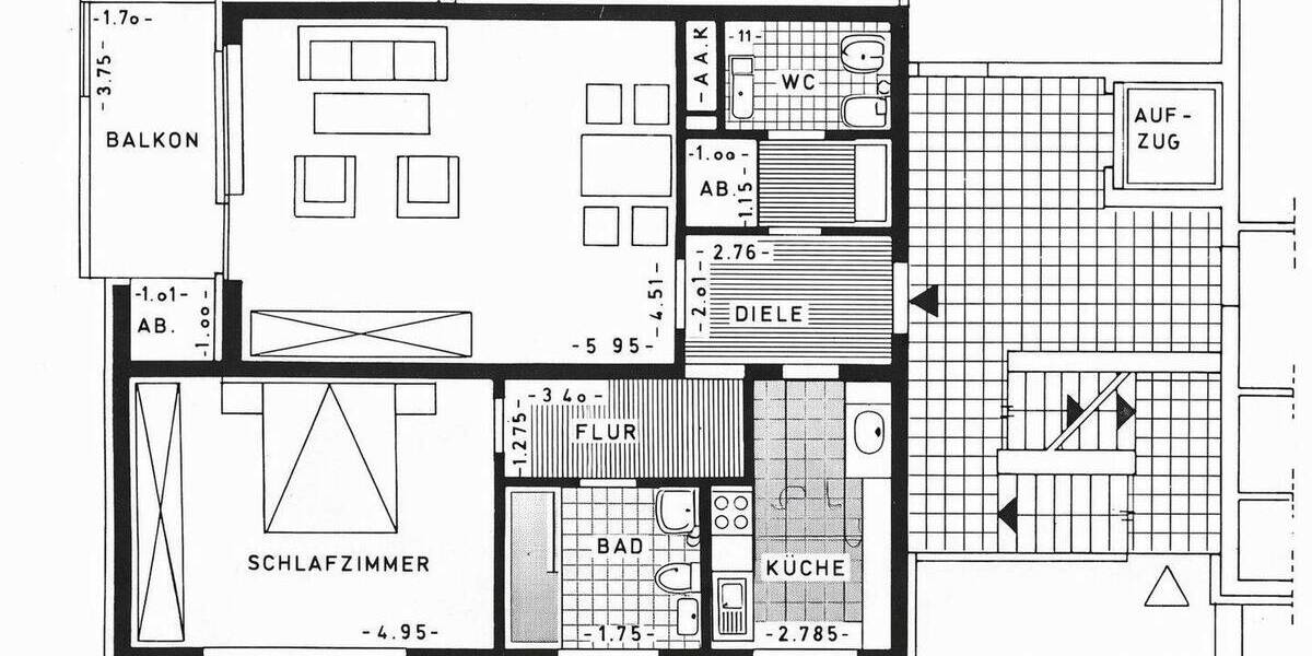 Etagenwohnung Viersen Stadtmitte - 2 Zimmer, 74 m&sup2;, 799&euro; | Angebot:25957446