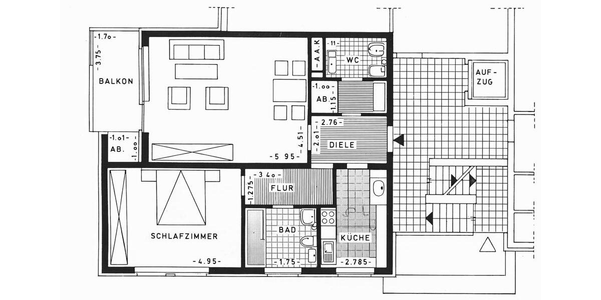 Etagenwohnung Viersen Hülsdonk - 2 Zimmer, 74 m&sup2;, 888&euro; | Angebot:25946698