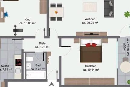 Wohnung Grevenbroich Neuenhausen - 3 Zimmer, 89 m&sup2;, 950&euro; | Angebot:26426314