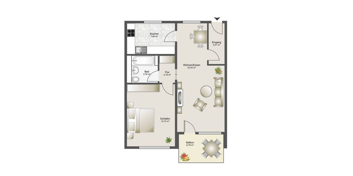 Moers-Asberg: Freundliche, vermietete Eigentumswohnung mit Loggia und Blick ins Grüne 2 zimmer