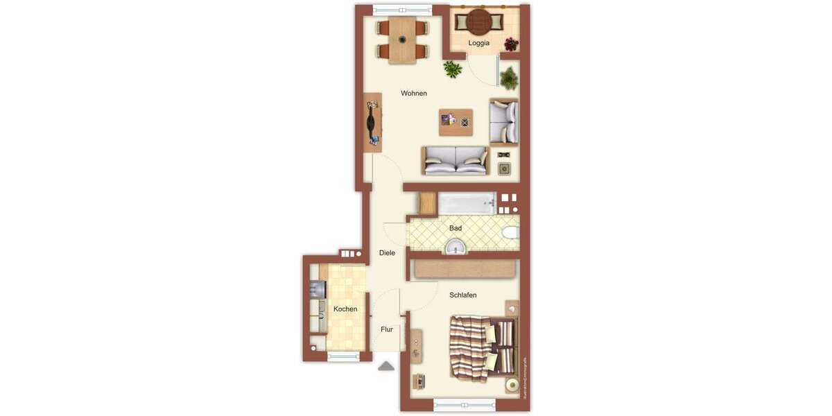 Etagenwohnung Mönchengladbach Dahl - 2 Zimmer, 50 m&sup2;, 290&euro; | Angebot:26421244