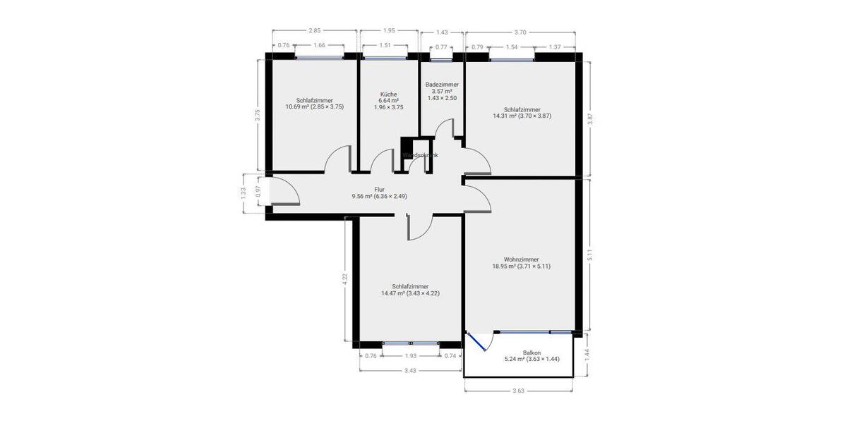 Etagenwohnung Mönchengladbach Süd - 4 Zimmer, 81 m&sup2;, 210.000&euro; | Angebot:27197356