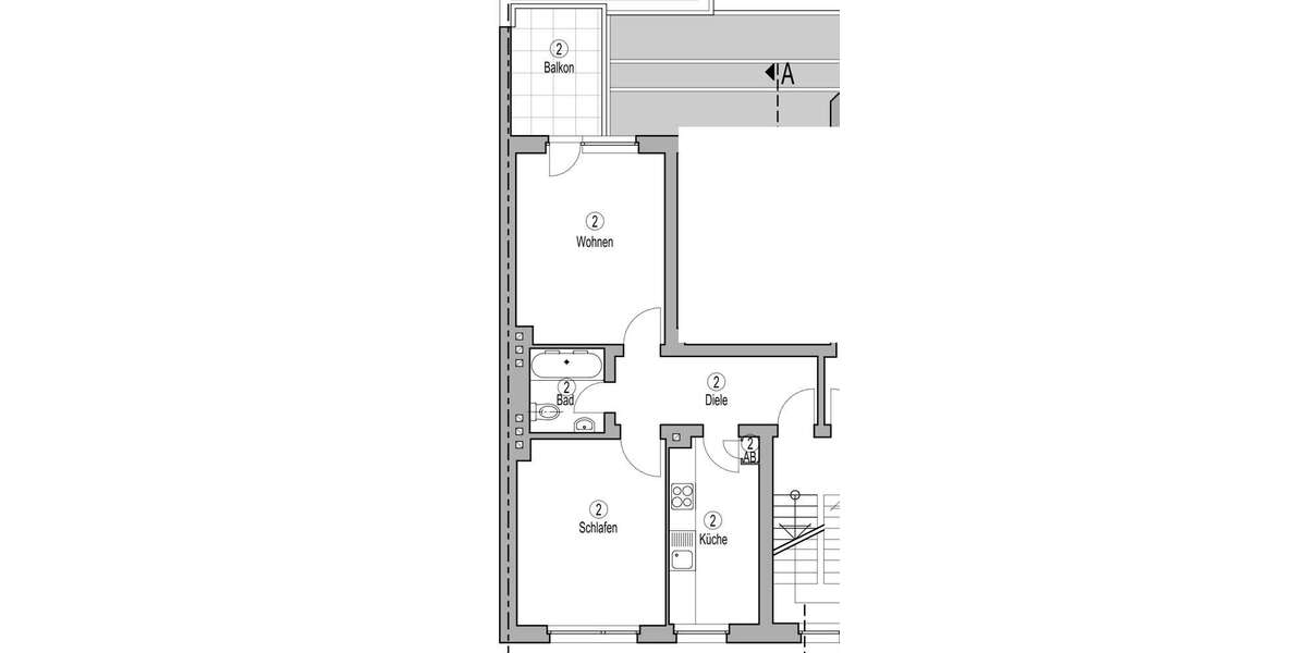 Etagenwohnung Mülheim an der Ruhr Broich - 2 Zimmer, 50 m&sup2;, 625&euro; | Angebot:25753113