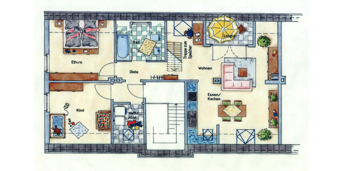 Dachgeschoßwohnung Viersen Hülsdonk - 3.5 Zimmer, 106 m&sup2;, 1.060&euro; | Angebot:25784077