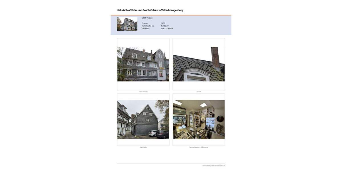 Historisches Wohn- und Geschäftshaus in Velbert-Langenberg 2 zimmer