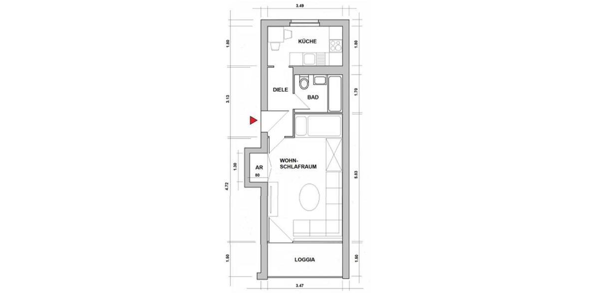 Etagenwohnung Mettmann - 1 Zimmer, 39 m&sup2;, 499&euro; | Angebot:26560441