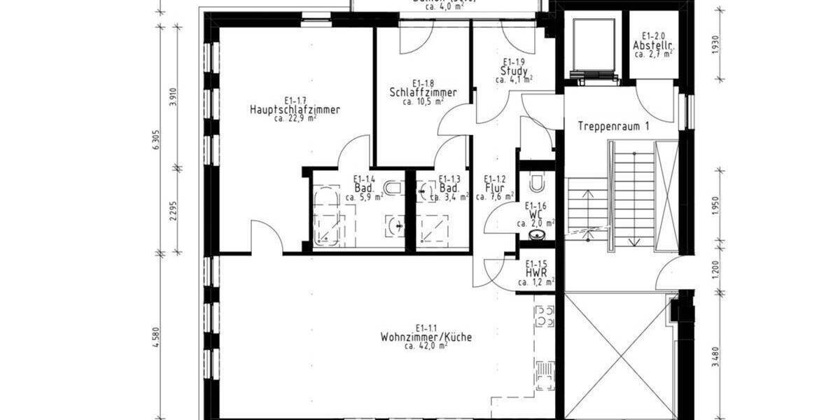 Etagenwohnung Düsseldorf Ludenberg - 3 Zimmer, 104 m&sup2;, 1.900&euro; | Angebot:26930337